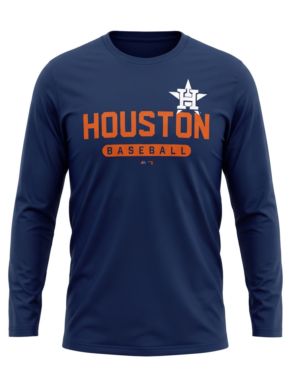 Majestic MLB Houston Astros Navy and Orange Long Sleeve Tee